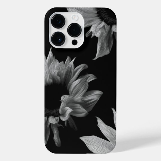 Sunflower Black White Fine Art Photograph Unique  iPhone Case (Back)