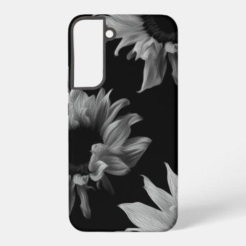 Sunflower Black White Fine Art Photograph Unique  Samsung Galaxy S22 Case