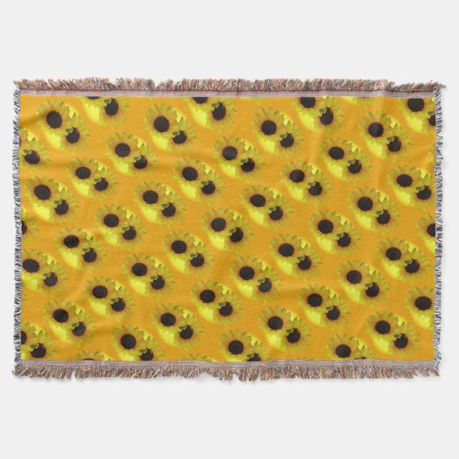 Sunflower Blanket Yellow Sunflower Throw Blanket (Front)