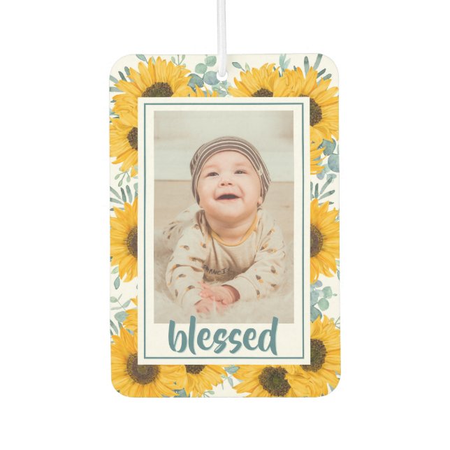 Sunflower Blessed Family Kids Photo Air Freshener (Front)