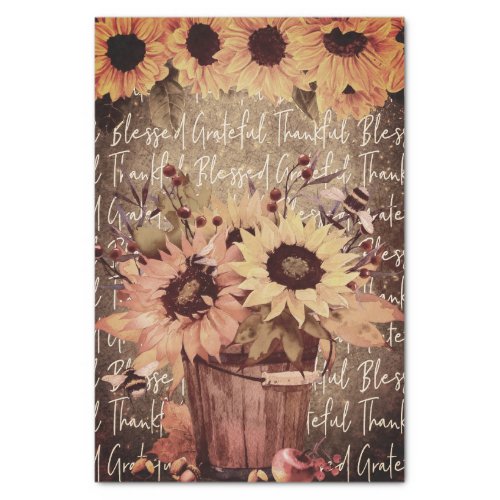 Sunflower Blessings Gratitude Thanksgiving Tissue Paper