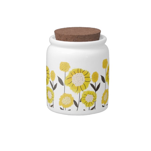 Sunflower Bliss | Beautiful yellow Floral Artwork Candy Jar (Right)