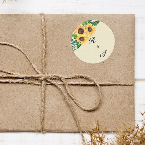 Sunflower Bliss Rustic Wedding Monogram Seal