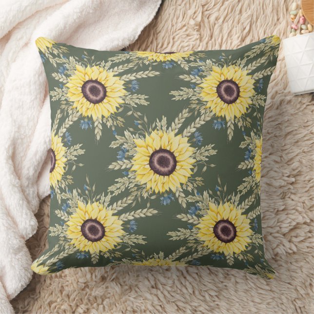 Sunflower Bliss Throw Pillow (Blanket)
