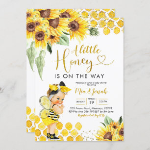 Sunflower Blonde Bee Baby Shower invitation