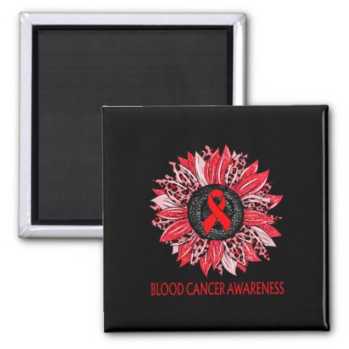 Sunflower Blood Cancer Awareness Red Ribbon Suppor Magnet