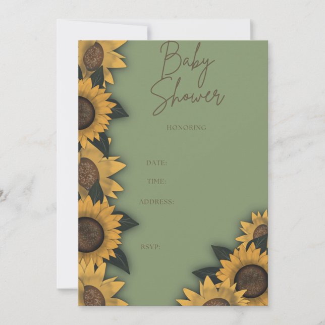 Sunflower Bloom Baby Shower Invites  (Front)