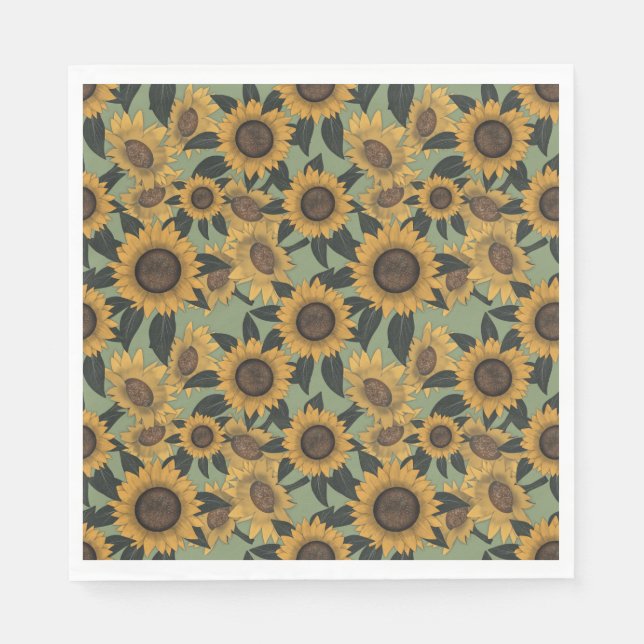 Sunflower Bloom Baby Shower napkins (Front)