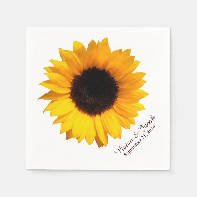 Sunflower Bloom Custom Wedding Napkins