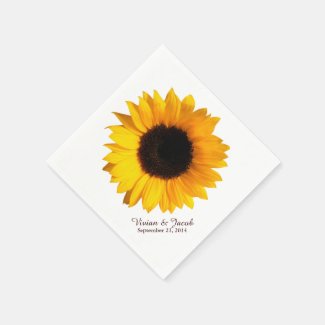 Sunflower Bloom Custom Wedding Napkins