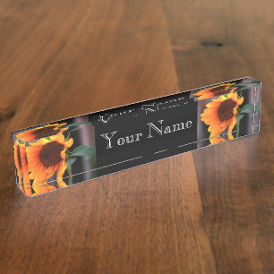 Sunflower bloom desk name plate