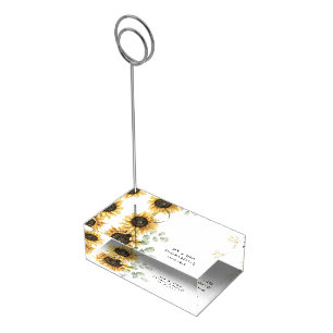 Sunflower Bloom Floral Botanical Wedding Place Card Holder