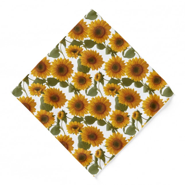 Sunflower Bloom Floral Pattern Bandana (Front)