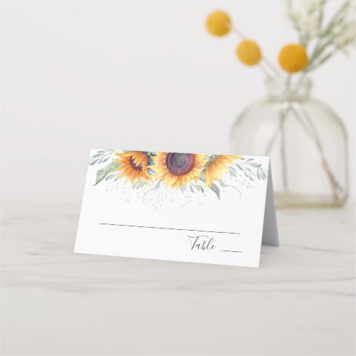 Sunflower Bloom  Floral Wedding Place Card