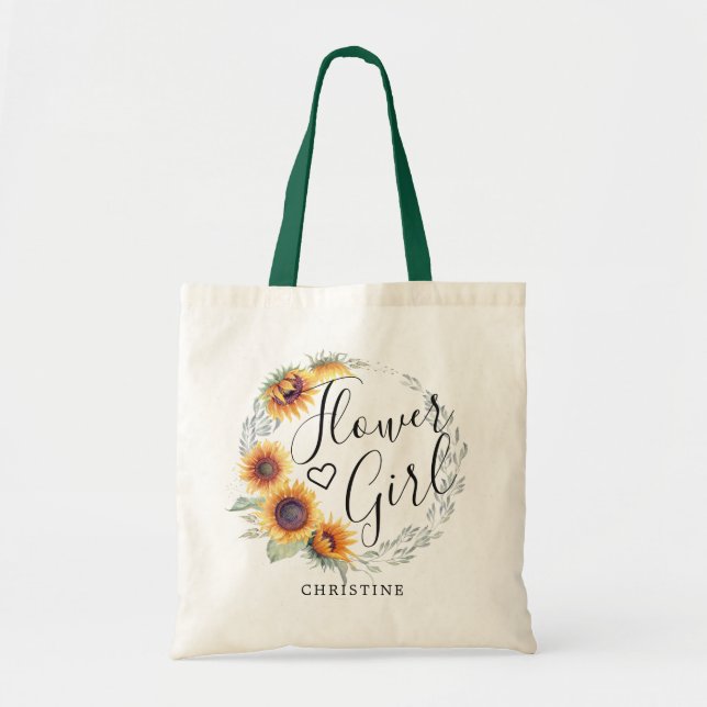 Sunflower Bloom | Flower Girl Tote Bag (Front)