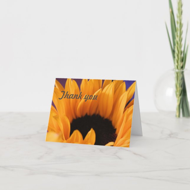 Sunflower Bloom Letterpress Thank You Card (Front)