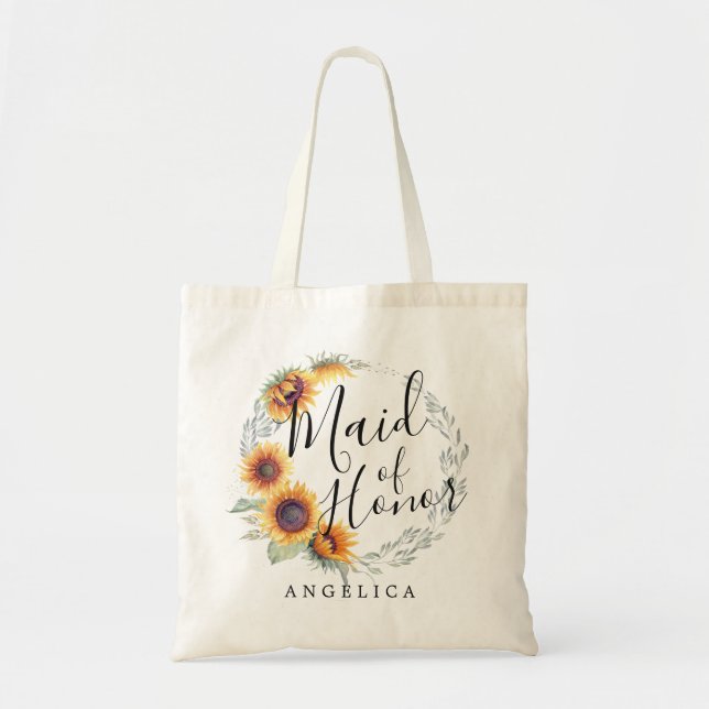 Sunflower Bloom | Maid of Honor Tote Bag (Front)