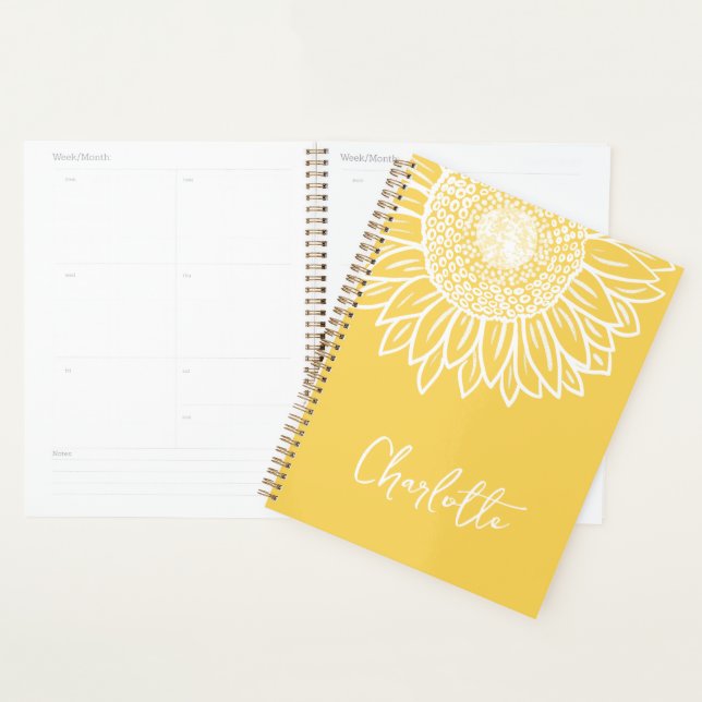 Sunflower Bloom Modern Customizable Name     Planner (Display)