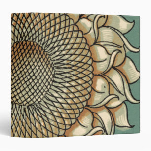 Sunflower Bloom on Blue-green Background Binder
