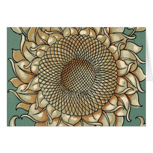 Sunflower Bloom on Blue-green Background Cards (Front Horizontal)
