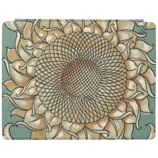 Sunflower Bloom on Blue-green Background iPad Smart Cover (Horizontal)