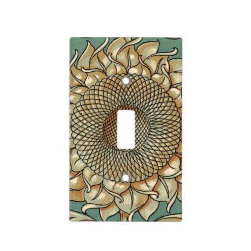 Sunflower Bloom on Blue_green Background Light Switch Cover