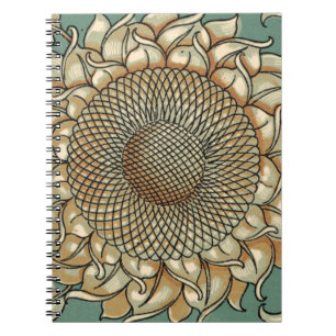 Sunflower Bloom on Blue-green Background Notebook