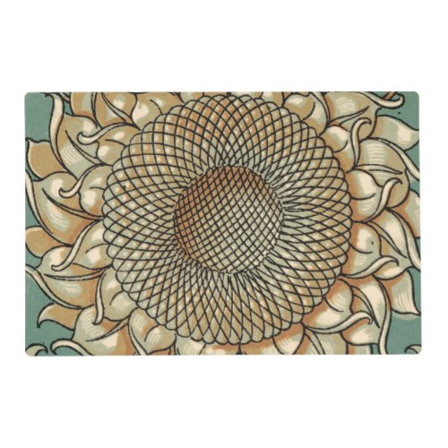 Sunflower Bloom on Blue_green Background Placemat