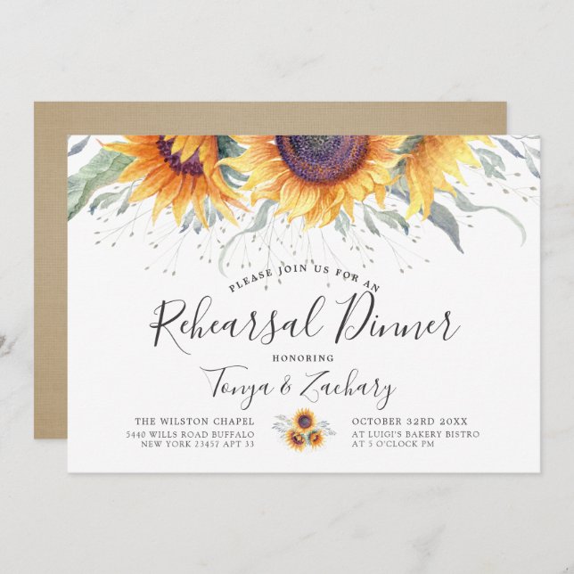Sunflower Bloom | Rehearsal Dinner Invitation (Front/Back)
