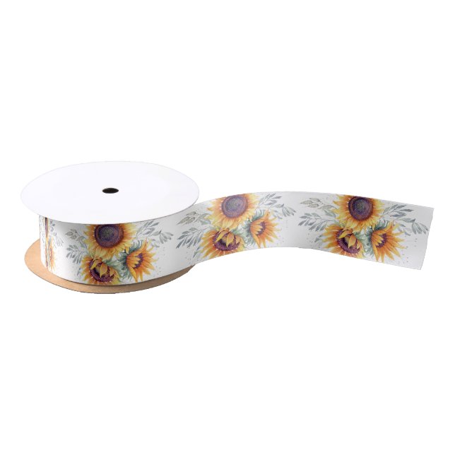 Sunflower Bloom White Satin Ribbon (Spool)