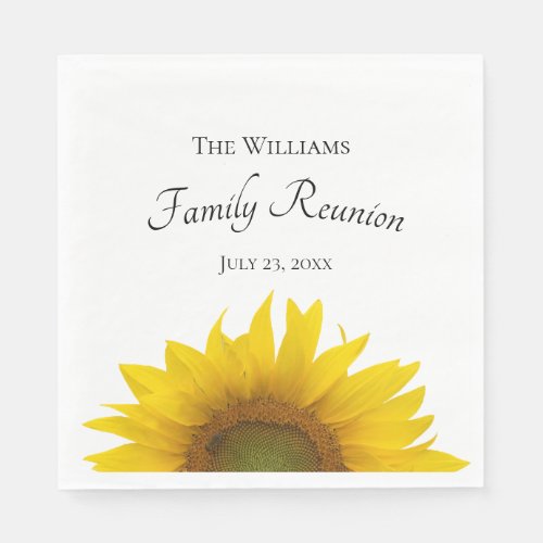 Sunflower Bloom Yellow Floral Family Reunion Napkins