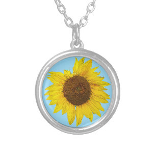 Sunflower blooming silver plated necklace