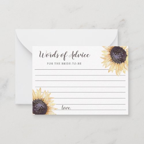 Sunflower Blooms Wedding Advice Cards