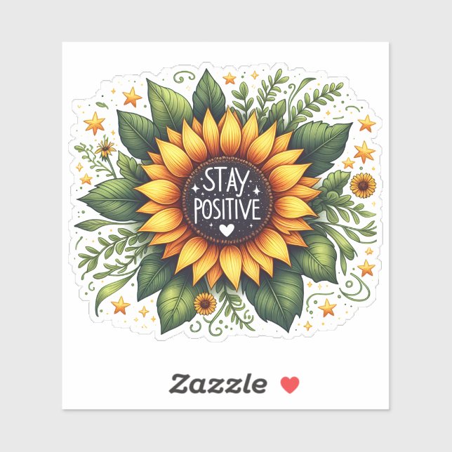 Sunflower Blooms With a Positive Message Sticker (Sheet)