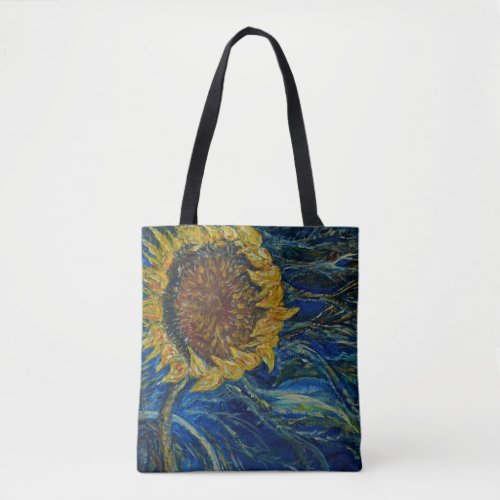 Sunflower Blown Blue Painting Art Tote Bag