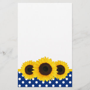Sunflower Blue and White Polka Dots Stationery