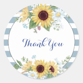 Sunflower Blue And Whitethank You Tags by Iggys_World at Zazzle