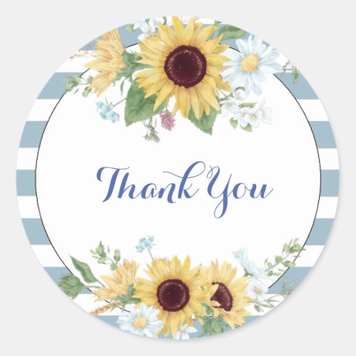 Sunflower Blue and WhiteThank You Tags
