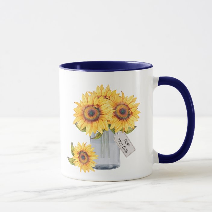 Sunflower Blue Best Mom Ever Floral