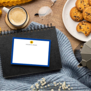 Sunflower Blue Border Personalized Thank You Card