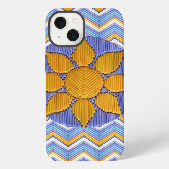 Sunflower Blue Chevron Iphone Case (Back)