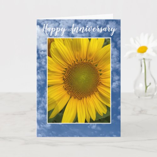 SUNFLOWER BLUE CLOUD SKY ANNIVERSARY GREETING CARD