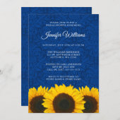 Sunflower Blue Damask Bridal Shower Invitation (Front/Back)