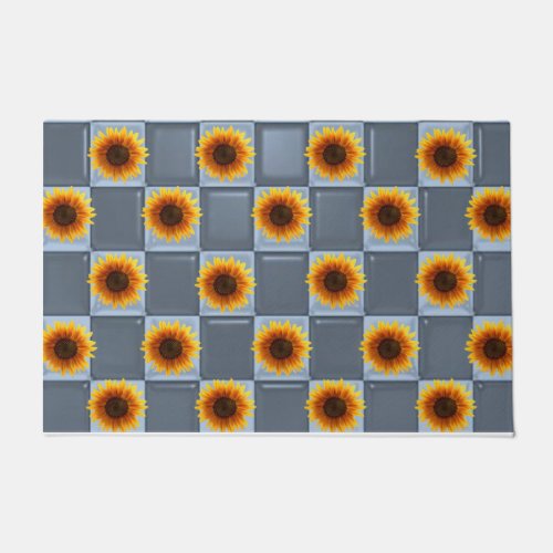 Sunflower Blue Door Mat