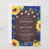 Sunflower Blue Floral Mason Jar Wedding Invitation (Front)