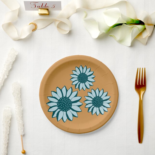 Sunflower Blue Flowers Paper Plates (Sunflower Blue Flowers Paper Plates from Studio Posies. )