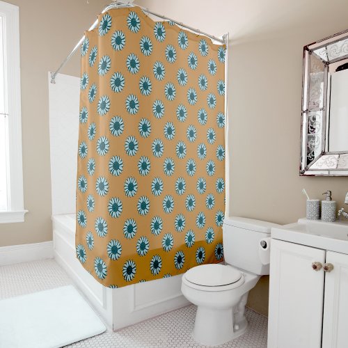 Sunflower Blue Flowers Shower Curtain