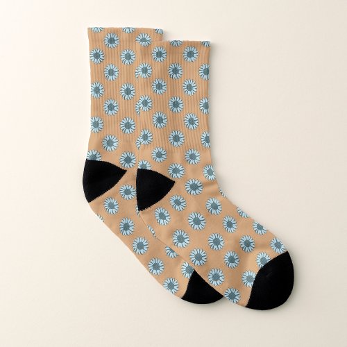 Sunflower Blue Flowers Socks