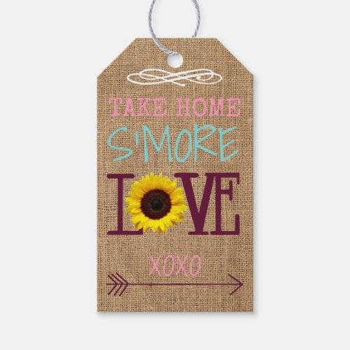 Sunflower Blue Maroon Pink Take Home SMore Love Gift Tags