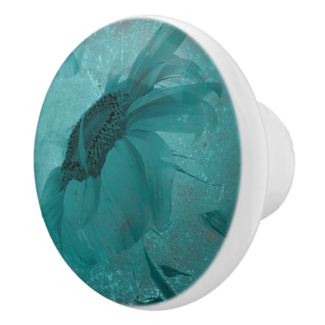 Sunflower Blue Modern Vintage Textured Ceramic Knob (Right)
